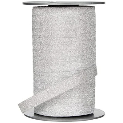 Image of Präsent Poly Glitter Curling Ribbon Silver 10 mm width, 100 m length