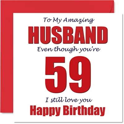 Image of Funny 59th Birthday Cards for Husband 59 I Still Love You Happy Card from Wife Partner, Fifty Nine Ninth Hubby Banter Gifts, 145mm x Joke Humour Greeting