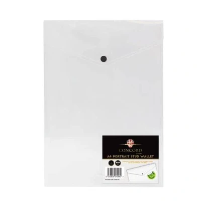 Image of Concord Portrait Stud Wallet File Polypropylene A4 Clear Ref 7098 PFL [Pack 5] + Free finchley Refill Pen (5)
