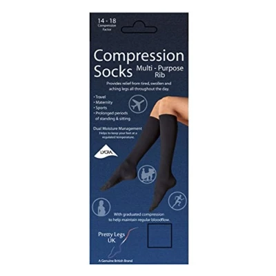 Image of Pretty Legs UK Travel Maternity Sports Fine Rib Compression Socks (UK 4 7)