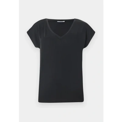 Image of Vila Women&#039;s Vimodala V Neck S/S Top Noos Plain Colour, Jersey, Quarter Sleeve, Normal, Black, XS