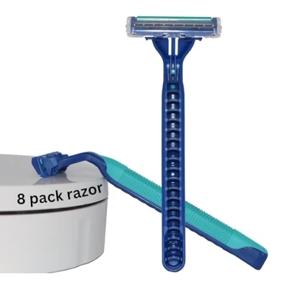 Image of Men’s Razor (8 pack) Double Blade Disposable Razors for Men Women Shaver Blades Chrome Coating Sharp Facial Hair Removal by TradeProvider®