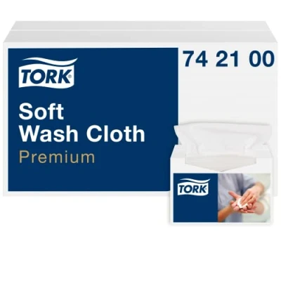 Image of Tork Premium Disposable Wash Cloth Extra Soft and Durable 1 ply Highly Absorbent Flannel For Patient Care 19.2 x 30 cm 135 Cloths