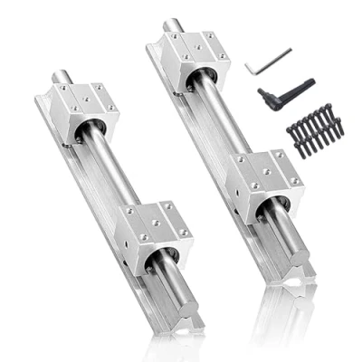 Image of CNCMANS Linear Guide Rail 2Pcs SBR12 300mm Stainless Steel with 4Pcs SBR12UU Bearing Blocks, CNC Parts for Automated Machines (SBR12 11.81inch)