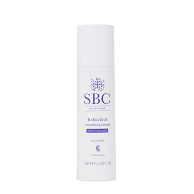 Image of SBC Skincare Bakuchiol Smoothing Serum 100ml, Anti Ageing Face and Body with Hyaluronic Acid Rosehip Oil, Gentle, Vegan Friendly, Retinol Alternative