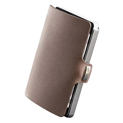 Image of I CLIP Original Cardholder with Moneyclip Smooth Leather Slim Wallet Premium Soft Touch Oak