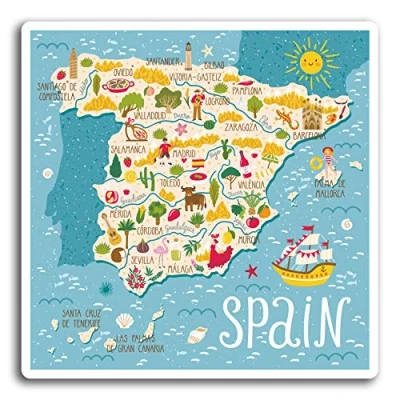 Image of 2 x 10cm Spain Spanish Map Travel Vinyl Stickers Sticker Laptop Luggage #19419 (10cm Wide)