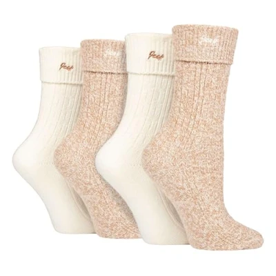 Image of Jeep Ladies 4 Pack Walking Boot Socks Soft Polyester Outdoor for Hiking (4 8, Taupe/Cream)