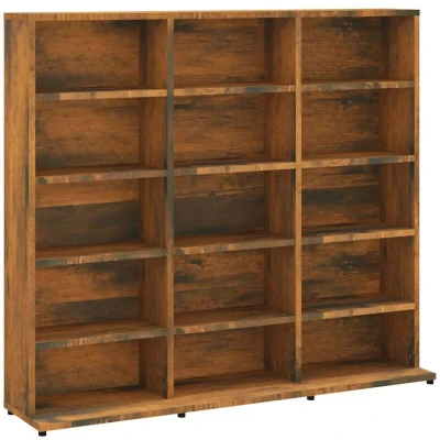 Image of vidaXL CD Cabinet Smoked Oak 100x23x89.5 cm Engineered Wood