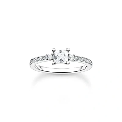 Image of Thomas Sabo Women Ring pavé White Stone Silver 925 Sterling TR2397 051 14