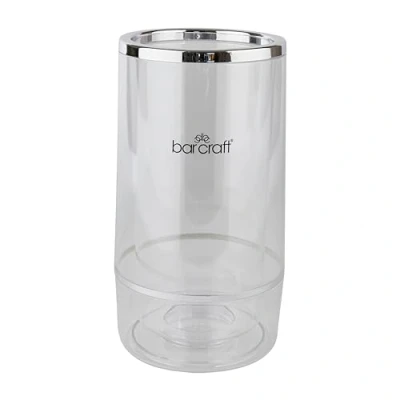 Image of BarCraft Insulated Wine Cooler, Single Bottle, Acrylic with Chrome Detail, 12 x 23cm, Clear / Steel