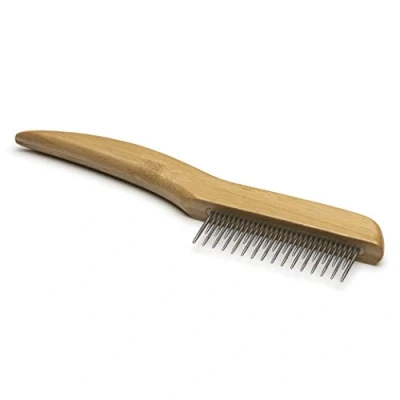 Image of Mikki Bamboo Anti Tangle Shedding Comb for Dog, Cat, Puppy,Removes Knots, Matts, Tangles, Dead Hair,Brown