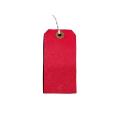Image of Red Strung Tags 120mm x 60mm Reinforced Luggage Labels Tie On String Tag (50 Pack) Ivy