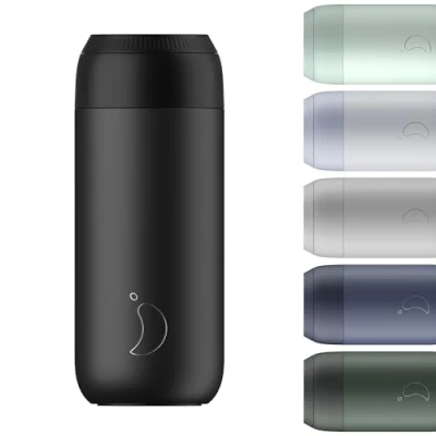 Image of Chilly&#039;s Series 2 Coffee Cup Tight seal, No Sweating BPA Free Stainless Steel Reusable Double Walled, Vacuum Insulated Abyss Black, 500ml