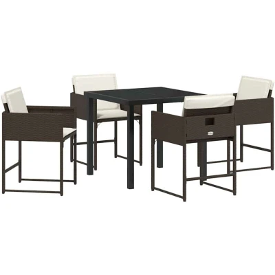 Image of vidaXL Garden Dining Set 5 pcs Brown Poly Rattan