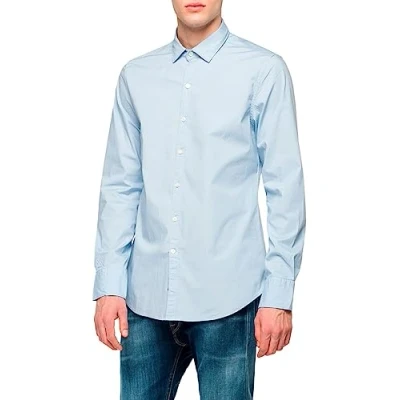 Image of Replay men&#039;s long sleeved shirt with stretch, blue (Azure 905), XXL