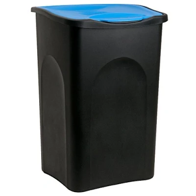 Image of Deuba Stefanplast garbage can 50L hinged lid bin paper basket collector made in Italy