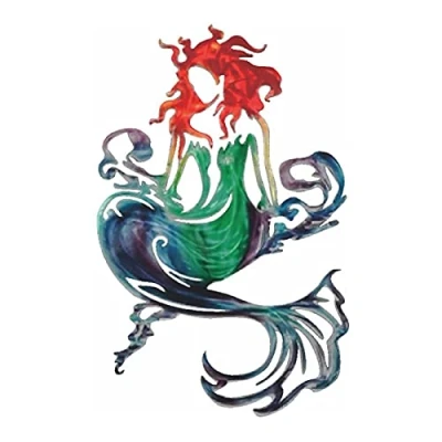 Image of Luckxing Metal Mermaid Wall Art Bathroom Decor Ornament Wall, Finish Hanging For Living Room, Bedroom, Indoor