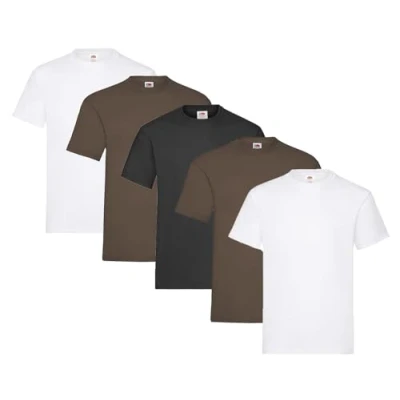 Image of Fruit of the Loom Men&#039;s T Shirt, Heavy Cotton, M, L, XL, XXL, 3XL, Various Colour Sets, Pack 5, L