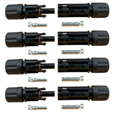 Image of electrosmart 4 x Pairs of Solar Panel Cable Connectors for 4mm2 and 6mm2 PV Male Female Waterproof Crimps compatible with MC4