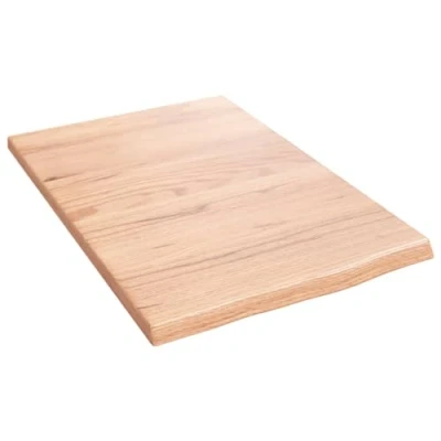 Image of vidaXL Solid Oak Wood Wall Shelf 40x60x2 cm Light Brown Rustic Mounted Storage Solution for Office, Living Room, Kitchen
