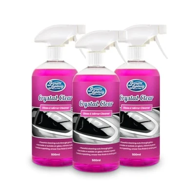 Image of Greased Lightning Crystal Clear Glass and Mirror Cleaner Triple Pack Fast, Powerful, Smear free Cleaning for Car Windscreen, Windows, Mirrors 3 x 500ml