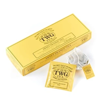 Image of TWG Tea Sweet France Green Chamomile Flowers &amp; Rose Petals 15 Hand Sewn Cotton Bags Gift Set