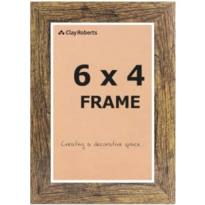 Image of Clay Roberts Photo Picture Frame 6 x 4, Brown, Freestanding and Wall Mountable, 10 15 cm, 6x4 Frames, Brown Frame, 4x6 Frames