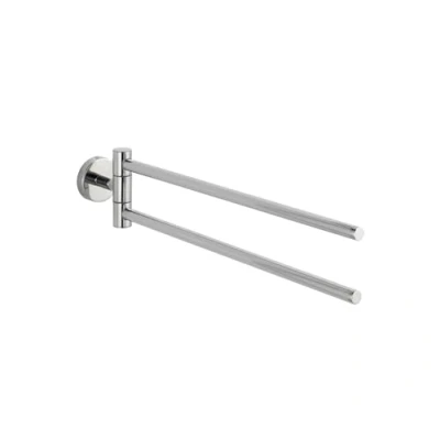Image of WENKO 20213100 Towel holder Bosio Shine 2 arms, Metal Stainless steel, 5.5 x 9 43 cm, Shiny