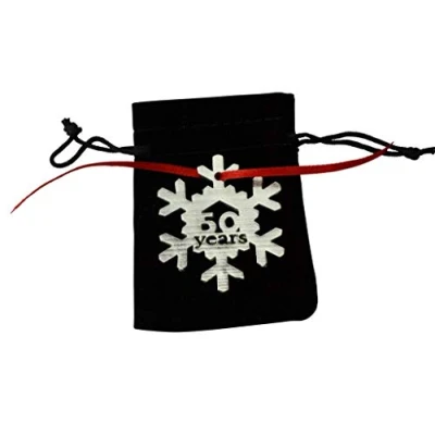 Image of 50 Years Cut Out Metal Snowflake Christmas Tree Hanging Decoration 50th Wedding Anniversary