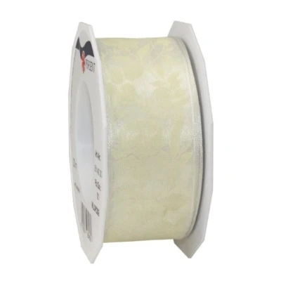 Image of C.E. Pattberg Präsent Wildrose Wired Ribbon Cream 40 mm width, 20 m length
