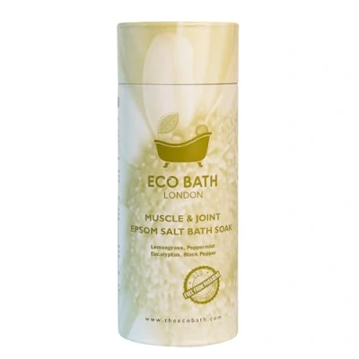 Image of Eco Bath London Muscle &amp; Joint Epsom Salt Soak Tube 1kg, Magnesium Salts Infused with Lemongrass, Peppermint, Eucalyptus, and Black Pepper Essential Oils,Bath for Recovery