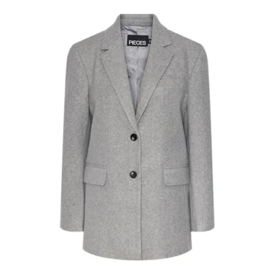 Image of PIECES Women&#039;s Pcmagda Blazer Longblazer, Medium Grey Melange, XL