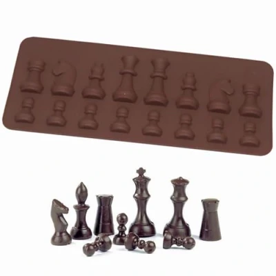 Image of Silicone Chocolate Mold International Chess Shapes Cake Jelly Ice Fondant Mould Baking for DIY Candy Topper Decoration