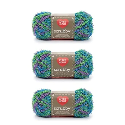 Image of Red Heart Scrubby Capri Yarn 3 Pack of 85g/3oz Polyester 4 Medium (Worsted) 78 Yards Knitting/Crochet