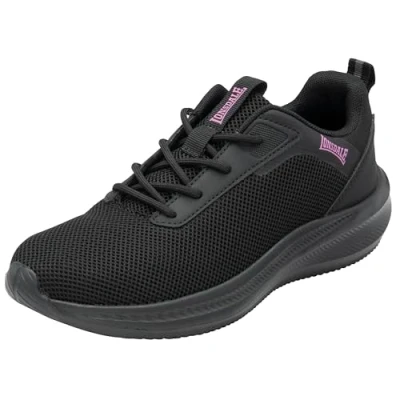 Image of Lonsdale Women&#039;s Bowside Sneaker, Black/Black/Pink, 4 UK