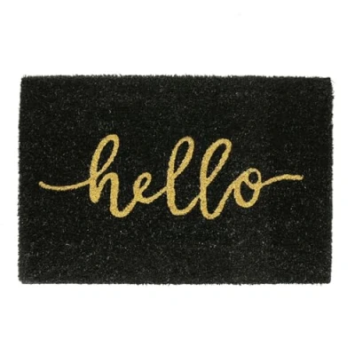Image of 60cm x 40cm Black Hello Coir Door Mat By Nicola Spring