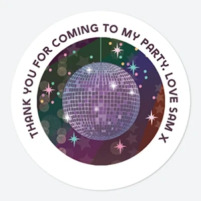 Image of Dotty about Paper Glitter Ball Disco Party Sweet Bag Stickers Pack of 35