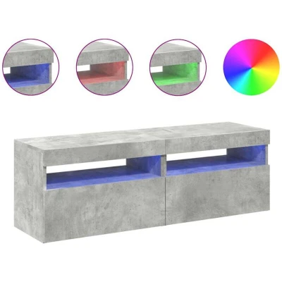 Image of vidaXL TV Cabinets with LED Lights 2 pcs Concrete Grey 60x35x40 cm