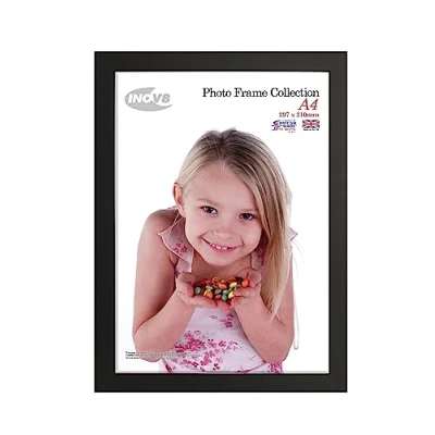 Image of Inov8 British Made Real Wood Picture/Photo Frame A4 (29x21cm) Auckland 20mm Pine Black