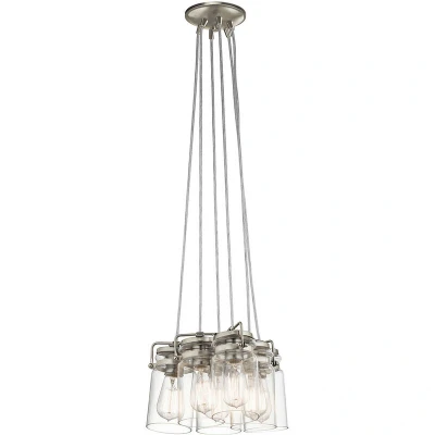 Image of Brinley 6 Light Cluster Pendant Brushed Nickel, E27