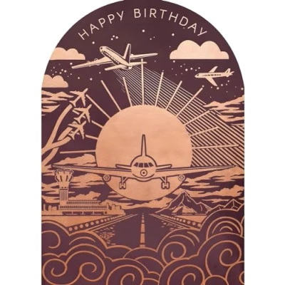 Image of Paperlink Male Birthday Card General for Men Aeroplanes and Runway with Foil Die Cut Edge Eco Friendly Recyclable