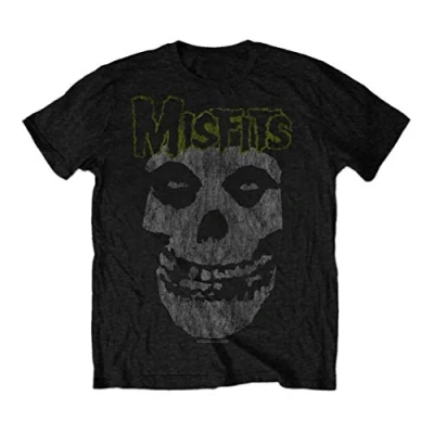 Image of Rock Off officially licensed products Men&#039;s The Misfits Classic Distressed Logo Black T Shirt: Large