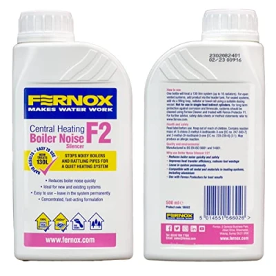 Image of Fernox F2 Boiler Noise Silencer Fluid for Central Heating Reduces System Noises 500ml Compatible with F1 Protect Instantly Quietens Noisy Systems.