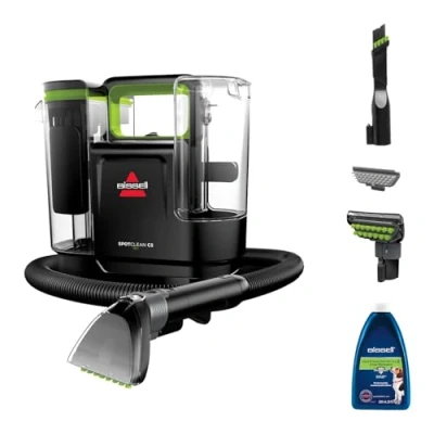 Image of BISSELL UK 3928E SpotClean C5 Pet Portable Carpet Cleaner, Black,Cha Cha Lime