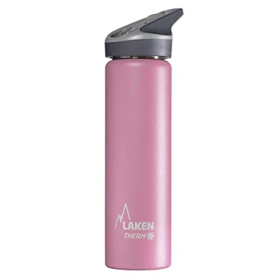 Image of LAKEN Double Wall Stainless Steel Vacuum Thermal Water Bottle (0.75L Pink) 24 Hour Cold Technology Ideal for Work or Sport Airtight Closure and Vertical Use