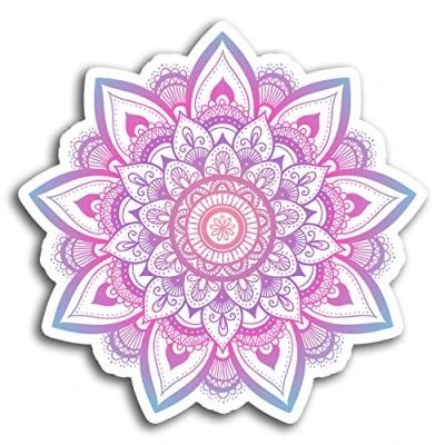 Image of 2 x 10cm Mandala Pink Indian Vinyl Stickers Sticker Laptop Luggage #19369 (10cm Wide)