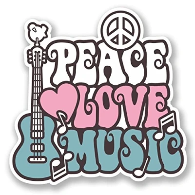 Image of 2 x 10cm/100mm Love Peace Music Vinyl Sticker Decal Laptop Travel Luggage Car iPad Sign Fun #6648