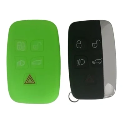 Image of StyleC Silicone Key Case cover compatible with Discovery 4 Freelander 3 Land Range Rover Sport fob protector (Green)