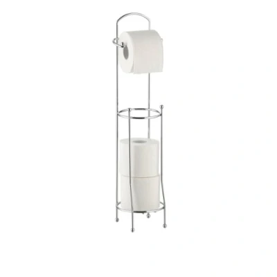 Image of Axxentia Bad 282245 Udana Toilet Roll Holder Chrome Plated Stand with Additional Space for 3 Rolls Height 66 cm